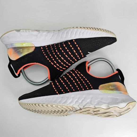 Nike React Phantom Run Flyknit Black Mango Womens 6.5 Running Shoes Sneakers - Picture 5 of 7